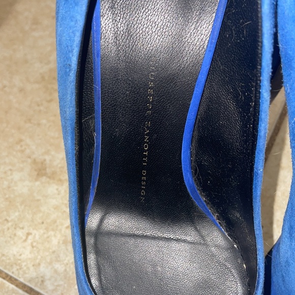 $900 Giuseppe Zanotti Blue Suede Debra Platform Heels  size 37 - Picture 7 of 10